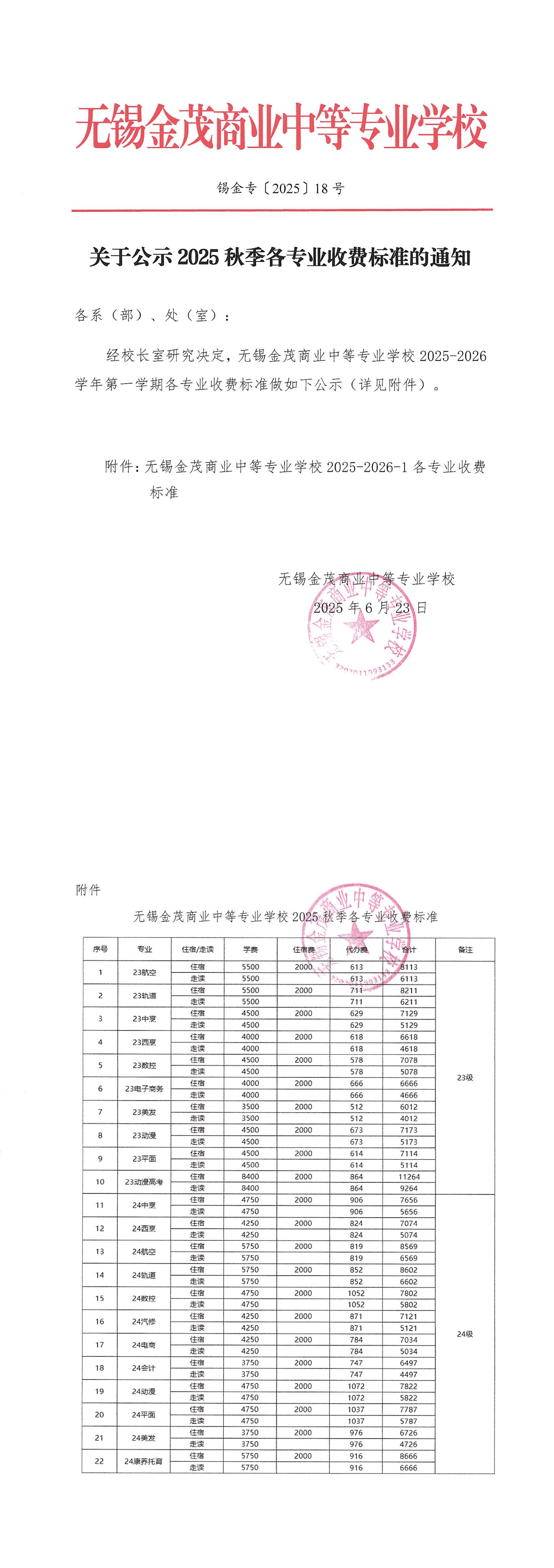 2025 18号关于公示2025秋季各专业收费标准的通知（老生）_00.jpg
